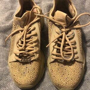 Juicy Couture Tan Rhinestone Lace-Up Sneakers